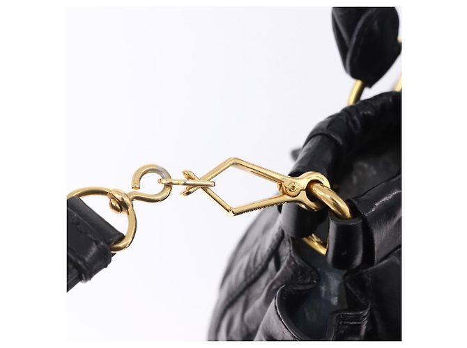 Borsa a mano Miu Miu in pelle 2way nera tono oro Auth 167594SAM Nero - vista 23