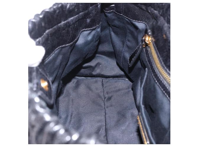 Borsa a mano Miu Miu in pelle 2way nera tono oro Auth 167594SAM Nero - vista 26