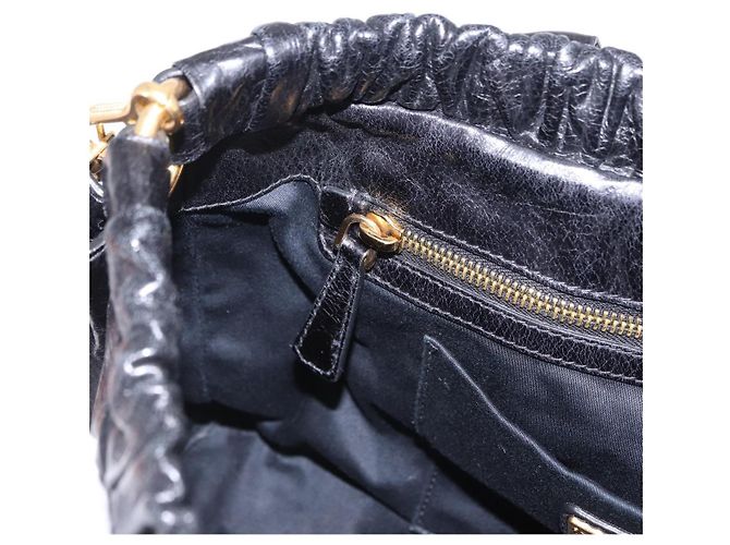 Borsa a mano Miu Miu in pelle 2way nera tono oro Auth 167594SAM Nero - vista 27