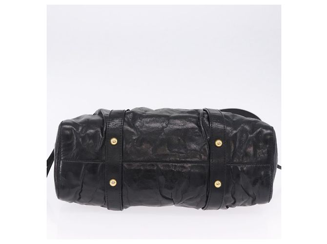 Borsa a mano Miu Miu in pelle 2way nera tono oro Auth 167594SAM Nero - vista 5