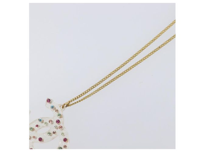 CHANEL COCO Mark Necklace Metal Clear Multicolor CC Auth 196490 Multiple colors - view 10