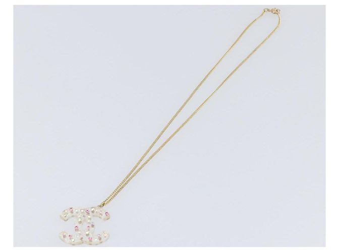 CHANEL COCO Mark Necklace Metal Clear Multicolor CC Auth 196490 Multiple colors - view 2