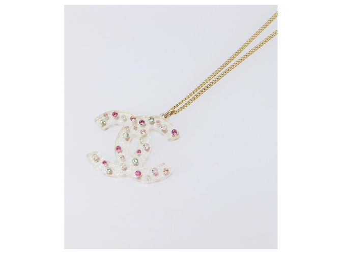 CHANEL COCO Mark Necklace Metal Clear Multicolor CC Auth 196490 Multiple colors - view 3