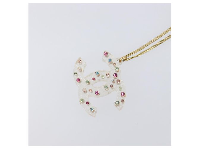 CHANEL COCO Mark Necklace Metal Clear Multicolor CC Auth 196490 Multiple colors - view 9