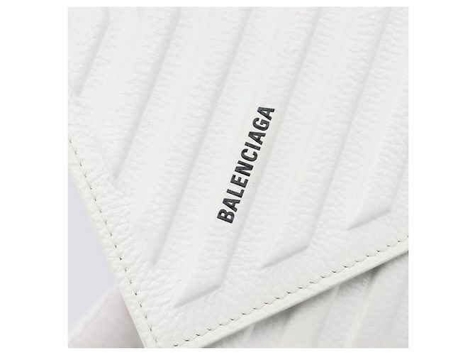 BALENCIAGA Handy-Halter Tasche Leder Weiß Silber 693544 Auth 203426V - Ansicht 19