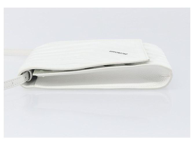 BALENCIAGA Handy-Halter Tasche Leder Weiß Silber 693544 Auth 203426V - Ansicht 4