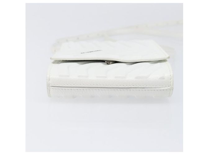BALENCIAGA Handy-Halter Tasche Leder Weiß Silber 693544 Auth 203426V - Ansicht 5