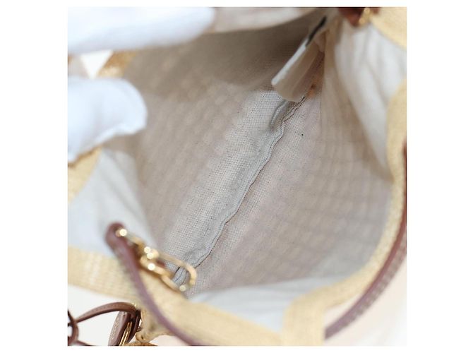 Borsa a Mano Miu Miu Ivy Canvas 2way Beige Gold Auth 200777SAM D'oro - vista 11
