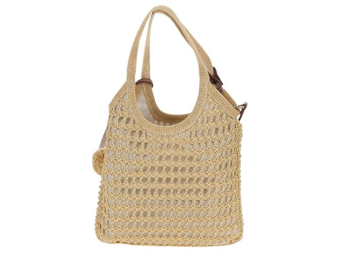 Borsa a Mano Miu Miu Ivy Canvas 2way Beige Gold Auth 200777SAM D'oro - vista 2