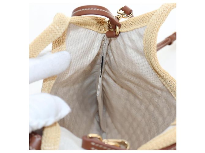 Borsa a Mano Miu Miu Ivy Canvas 2way Beige Gold Auth 200777SAM D'oro - vista 22