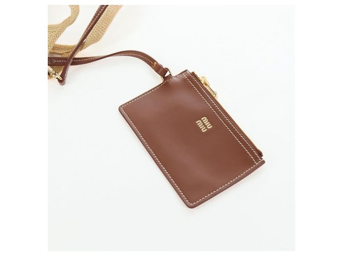 Borsa a Mano Miu Miu Ivy Canvas 2way Beige Gold Auth 200777SAM D'oro - vista 24