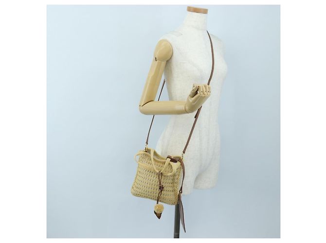 Borsa a Mano Miu Miu Ivy Canvas 2way Beige Gold Auth 200777SAM D'oro - vista 29