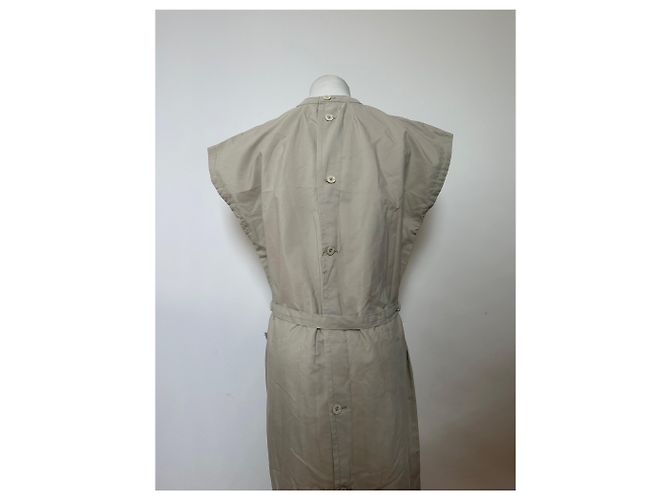 Vintage Issey Miyake Kleid mit Gürtel ca. Ende der 1980er Jahre Hellbeige L - Ansicht 14