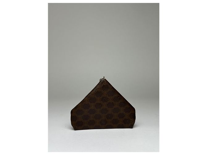 Céline Vintage Celine Macadam Folding Clutch Late 1970s Dark Brown Metallic - view 2