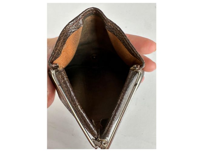 Céline Vintage Celine Macadam Folding Clutch Late 1970s Dark Brown Metallic - view 3