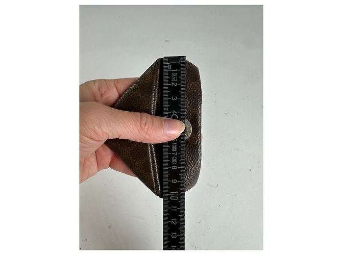 Céline Vintage Celine Macadam Folding Clutch Late 1970s Dark Brown Metallic - view 4