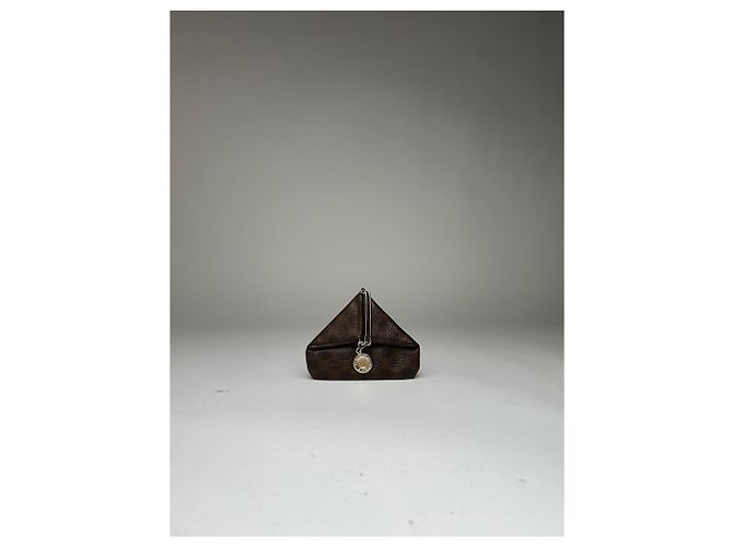 Céline Vintage Celine Macadam Folding Clutch Late 1970s Dark Brown Metallic - view 6