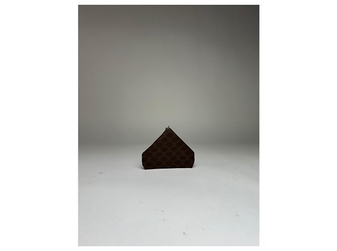 Céline Vintage Celine Macadam Folding Clutch Late 1970s Dark Brown Metallic - view 7