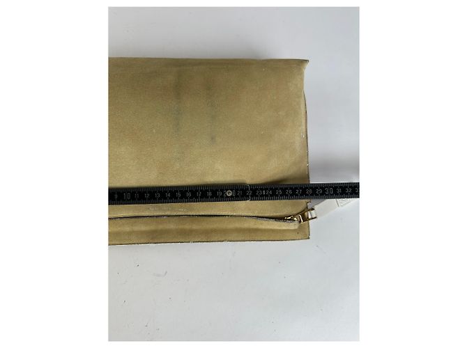 Clutch con zip Vintage Loewe effetto scamosciato c. fine anni 2000 Beige - vista 10