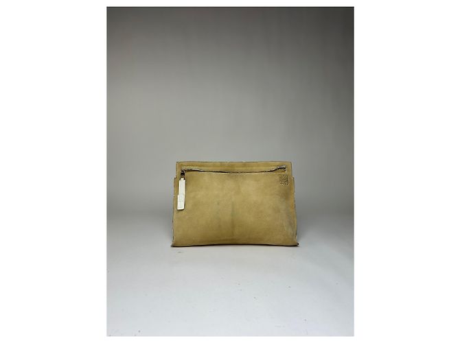 Clutch con zip Vintage Loewe effetto scamosciato c. fine anni 2000 Beige - vista 14