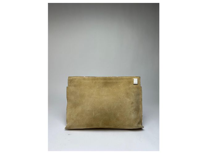 Clutch con zip Vintage Loewe effetto scamosciato c. fine anni 2000 Beige - vista 2