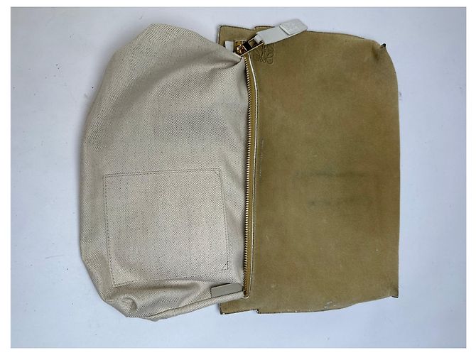 Clutch con zip Vintage Loewe effetto scamosciato c. fine anni 2000 Beige - vista 3