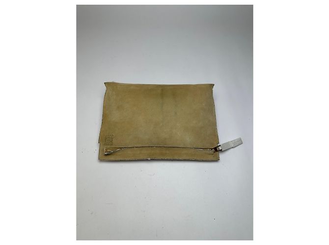 Clutch con zip Vintage Loewe effetto scamosciato c. fine anni 2000 Beige - vista 8