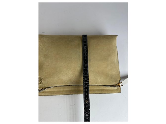 Clutch con zip Vintage Loewe effetto scamosciato c. fine anni 2000 Beige - vista 9