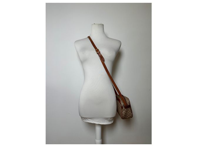 Céline Vintage Celine Macadam Canvas Crossbody Bag Ende der 1980er Jahre Beige Brown - Ansicht 12