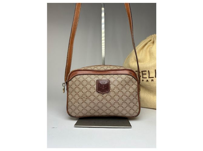 Céline Vintage Celine Macadam Canvas Crossbody Bag Ende der 1980er Jahre Beige Brown - Ansicht 14