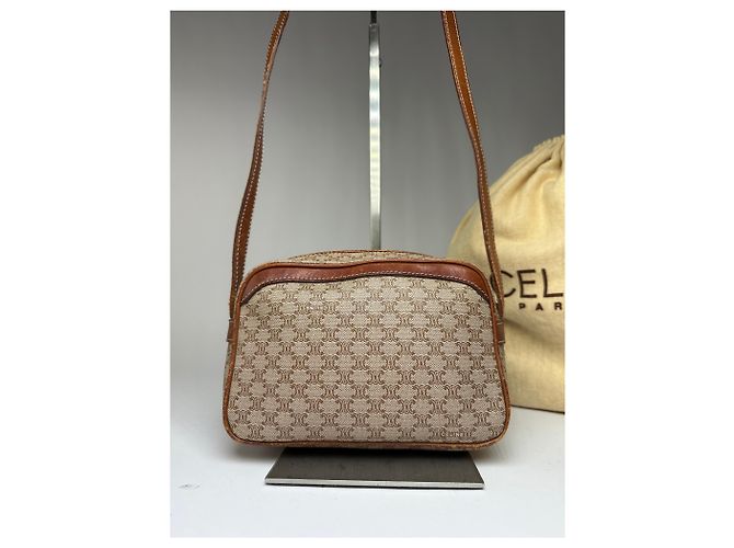Céline Vintage Celine Macadam Canvas Crossbody Bag Ende der 1980er Jahre Beige Brown - Ansicht 15