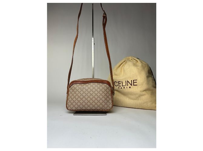 Céline Vintage Celine Macadam Canvas Crossbody Bag Ende der 1980er Jahre Beige Brown - Ansicht 2