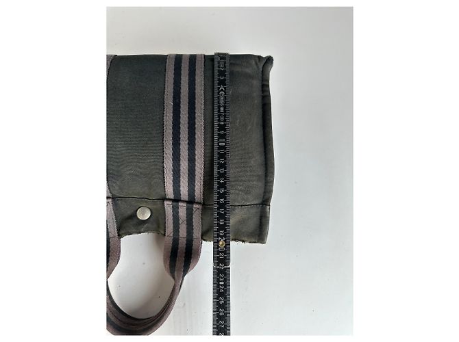 Vintage Hermès Canvas Leder-Trim Tote Schwarz - Ansicht 10