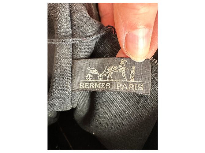 Vintage Hermès Canvas Leder-Trim Tote Schwarz - Ansicht 5