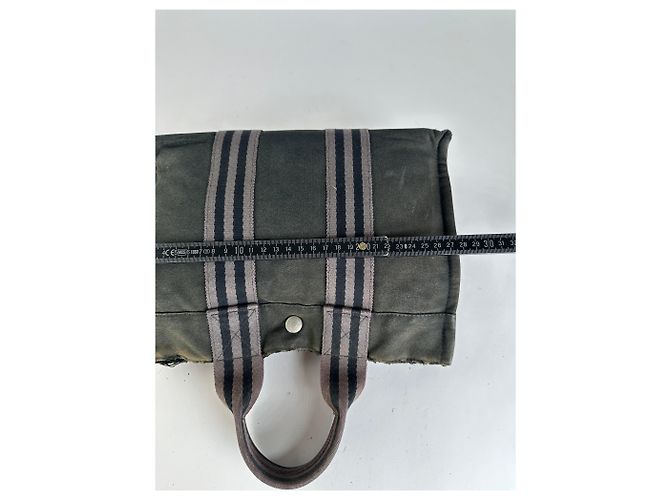 Vintage Hermès Canvas Leder-Trim Tote Schwarz - Ansicht 9