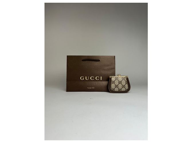 Vintage Gucci GG Plus Canvas Münzbeutel ca. Ende der 1970er Beige Brown - Ansicht 2