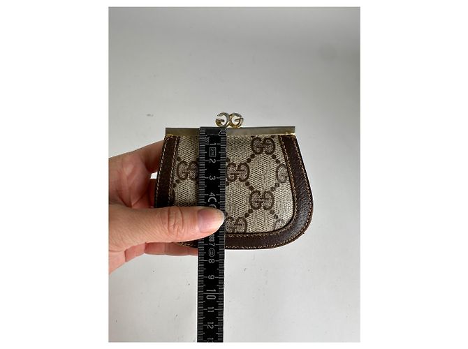 Vintage Gucci GG Plus Canvas Münzbeutel ca. Ende der 1970er Beige Brown - Ansicht 7