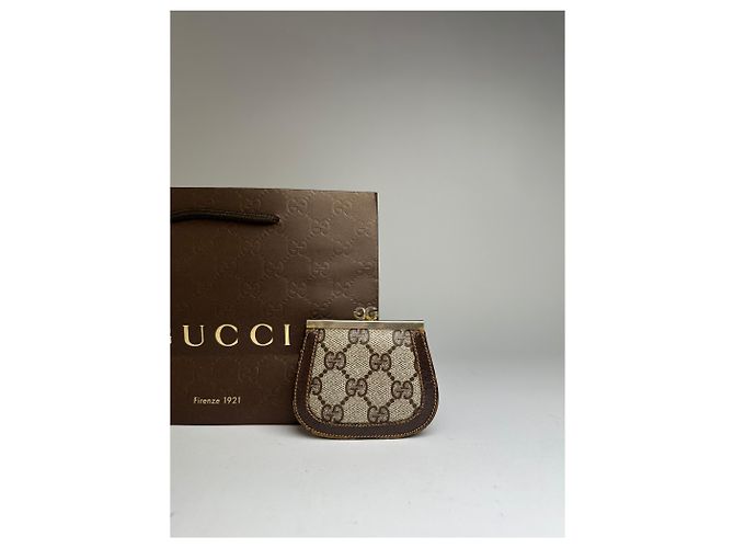 Vintage Gucci GG Plus Canvas Münzbeutel ca. Ende der 1970er Beige Brown - Ansicht 8