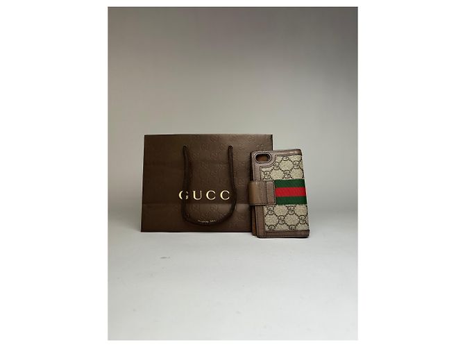 Vintage Gucci GG Supreme Bifold Wallet c. 2010s Beige Brown - Ansicht 2