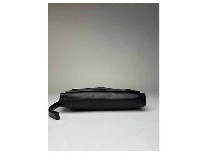 Vintage Dior Leather Flap Crossbody Bag Black Silver - view 10