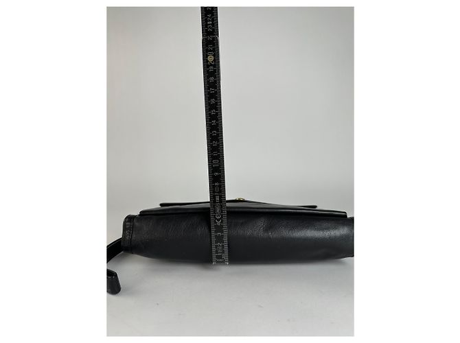 Vintage Dior Leather Flap Crossbody Bag Black Silver - view 11