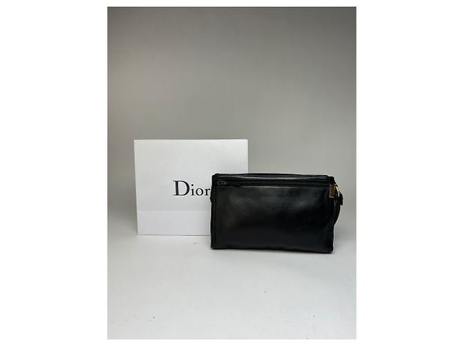 Vintage Dior Leather Flap Crossbody Bag Black Silver - view 2