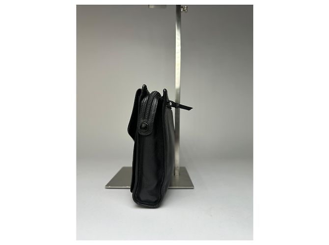 Vintage Dior Leather Flap Crossbody Bag Black Silver - view 4