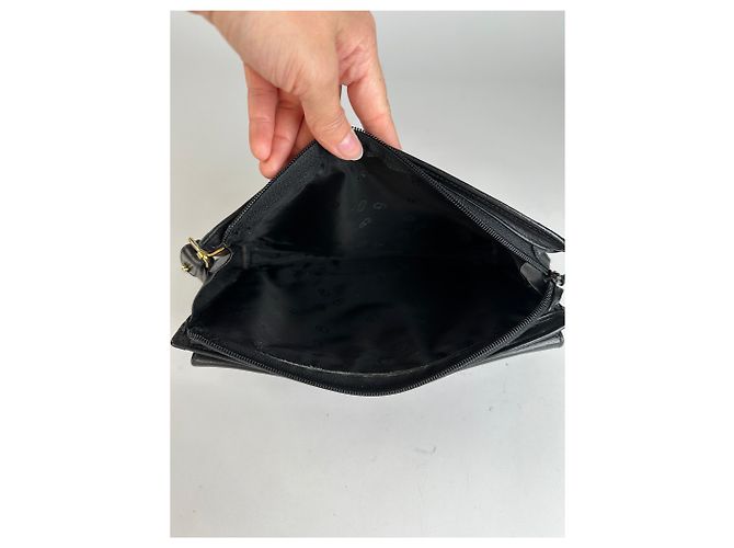 Vintage Dior Leather Flap Crossbody Bag Black Silver - view 5