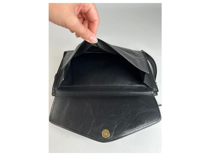 Vintage Dior Leather Flap Crossbody Bag Black Silver - view 7
