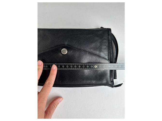 Vintage Dior Leather Flap Crossbody Bag Black Silver - view 8