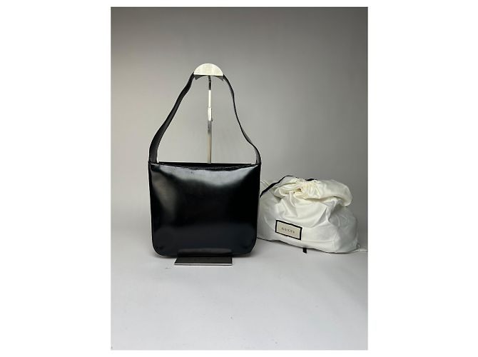 Bolso Tote Vintage Gucci de cuero charol Negro Plata - vista 2