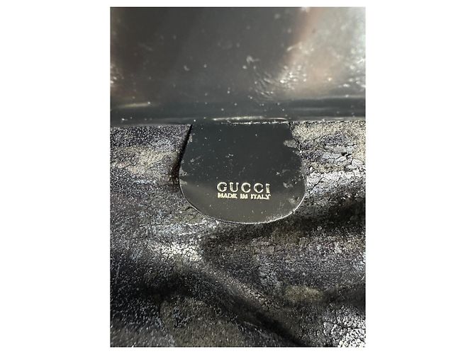 Bolso Tote Vintage Gucci de cuero charol Negro Plata - vista 5
