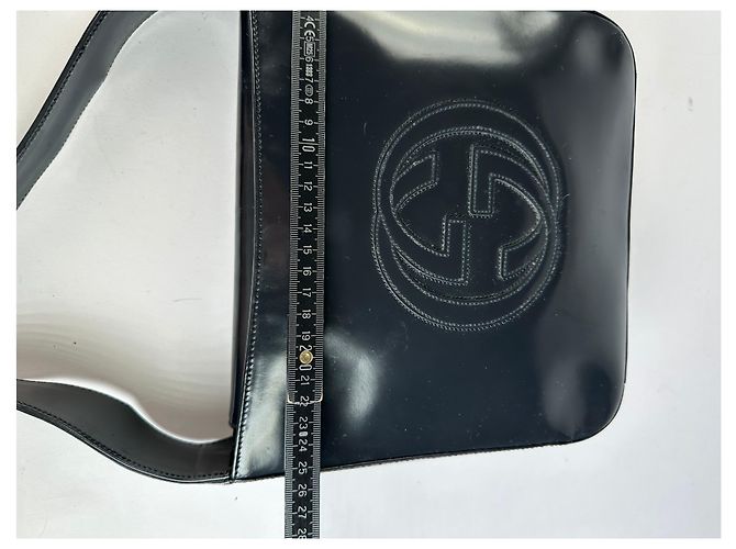 Bolso Tote Vintage Gucci de cuero charol Negro Plata - vista 9