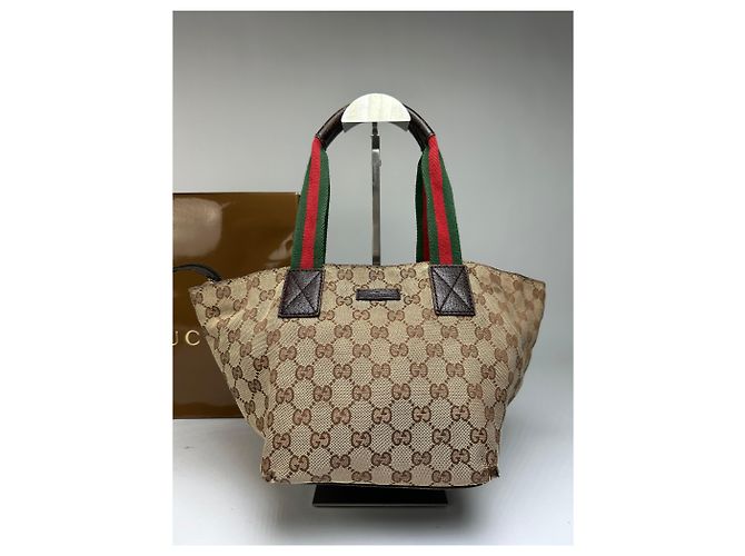 Vintage Gucci GG Supreme Strukturierte Top-Handle Tasche ca. Ende der 2000er Beige Brown - Ansicht 14